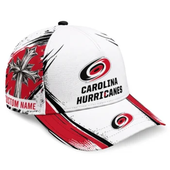 Carolina Hurricanes Cap - Custom Grunge Cross Red White
