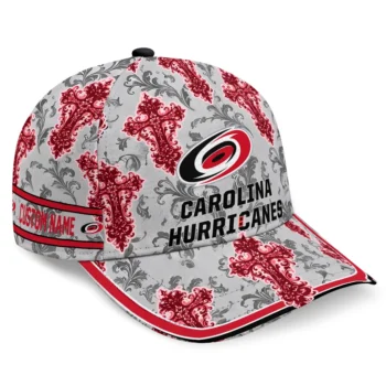 Carolina Hurricanes Cap - Personalized Damask Pattern Red White