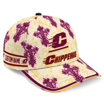 Central Michigan Chippewas Cap - Custom Damask Pattern Maroon White