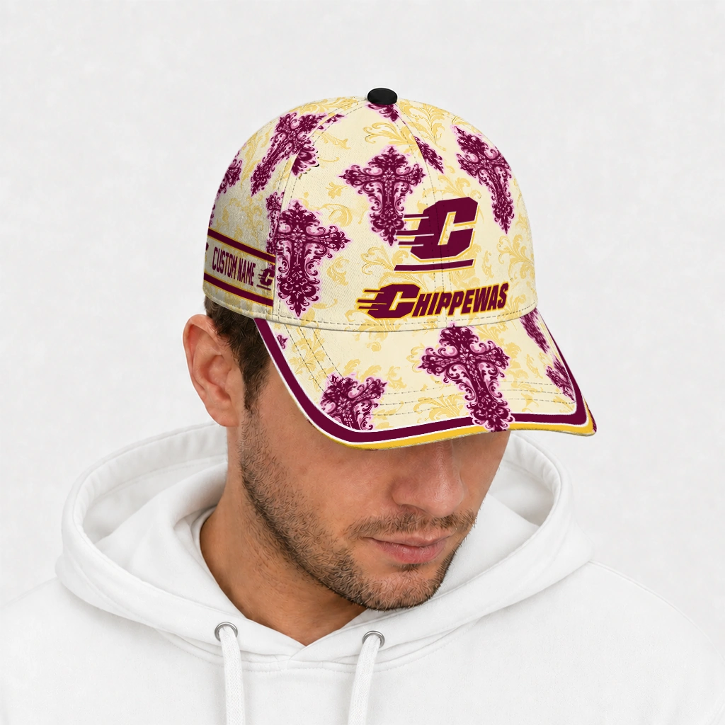 central-michigan-chippewas-cap-custom-damask-pattern-maroon-white-new-arrival.webp