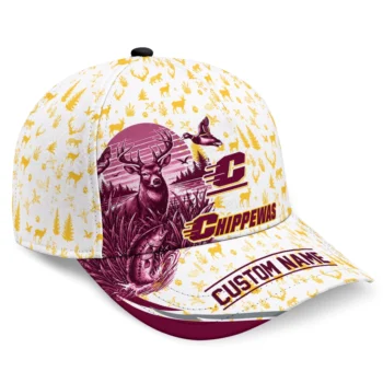 Central Michigan Chippewas Cap - Custom Toile Pattern Maroon White