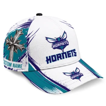 Charlotte Hornets Cap - Customized Grunge Cross Teal White