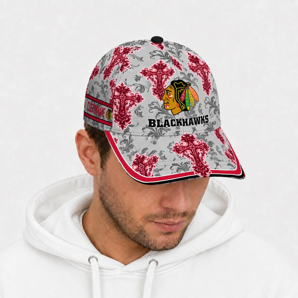 chicago-blackhawks-cap-custom-damask-pattern-red-white-new-arrival.webp