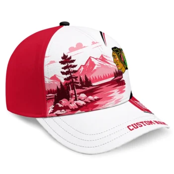 Chicago Blackhawks Cap - Custom Flat Illustration Red White