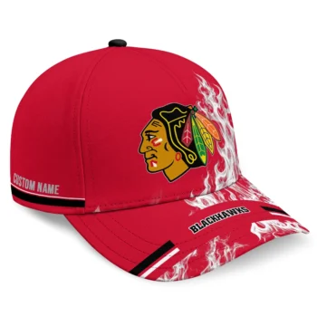 Chicago Blackhawks Cap - Custom Smoke Flames Red