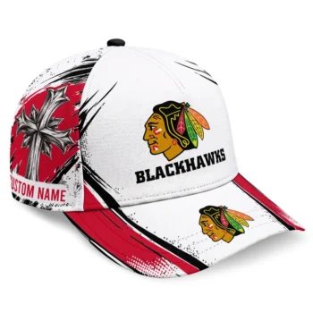 Chicago Blackhawks Cap - Customized Grunge Cross Red White
