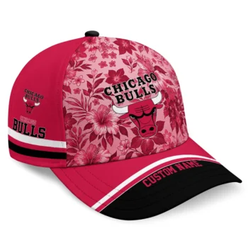 Chicago Bulls Cap - Custom Tropical Floral Red