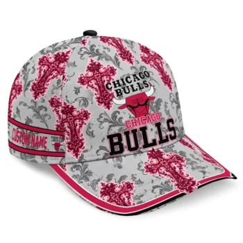 Chicago Bulls Cap - Customized Damask Pattern Red White