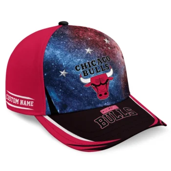 Chicago Bulls Cap - Personalized Galaxy Nebula Red