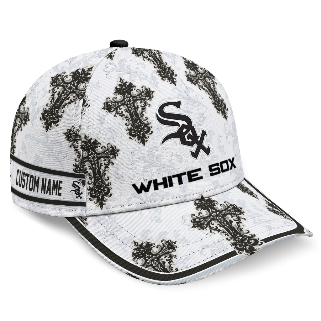 chicago-white-sox-cap-custom-damask-pattern-black-white-best-selling.webp chicago white sox cap custom damask pattern black white best selling