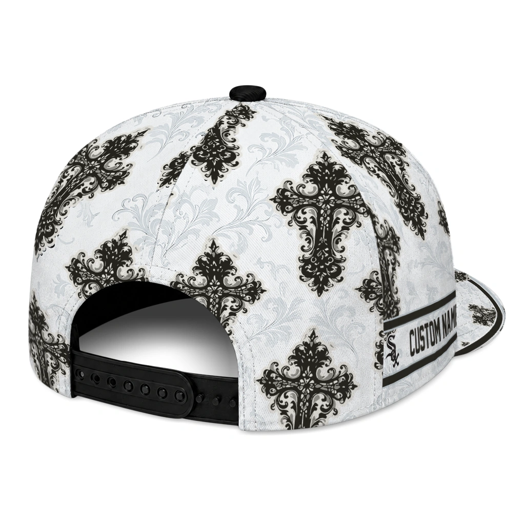 chicago-white-sox-cap-custom-damask-pattern-black-white-fashion-forward.webp
