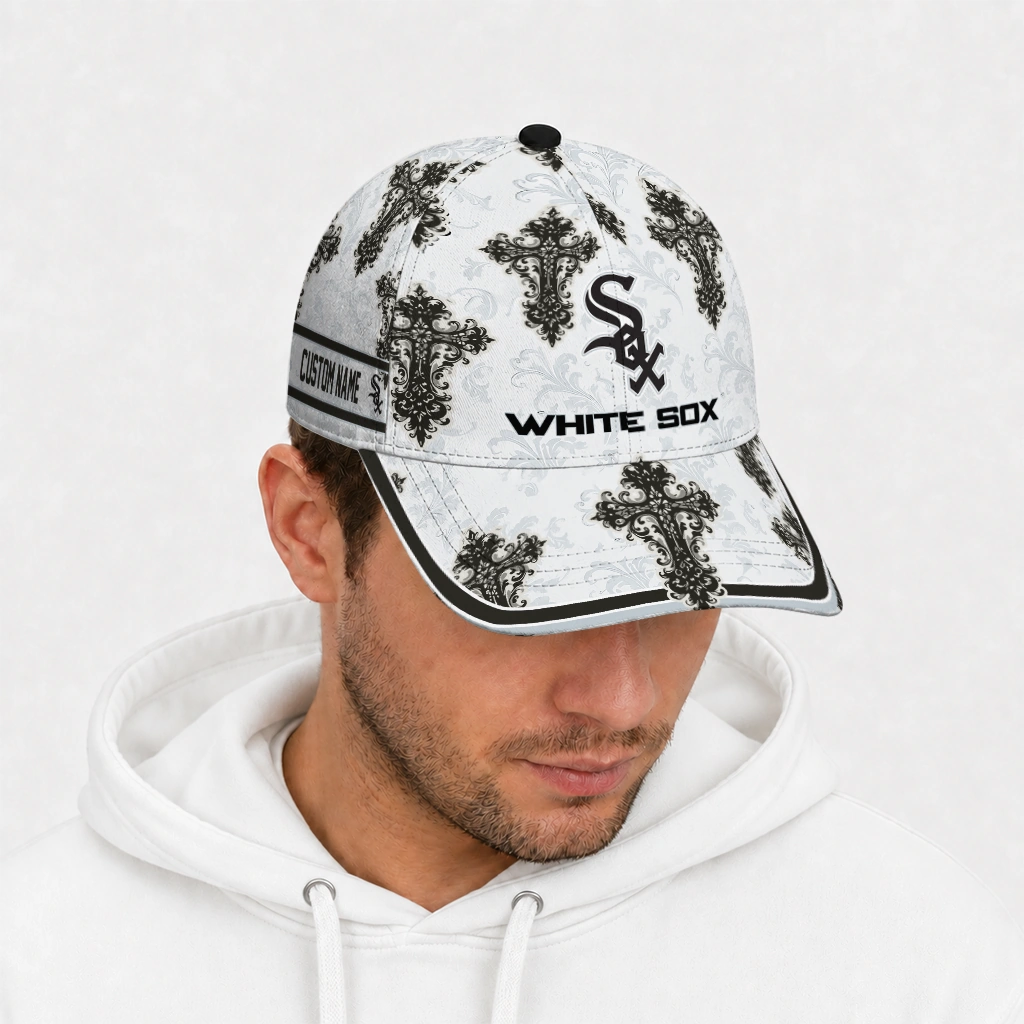 chicago-white-sox-cap-custom-damask-pattern-black-white-new-arrival.webp
