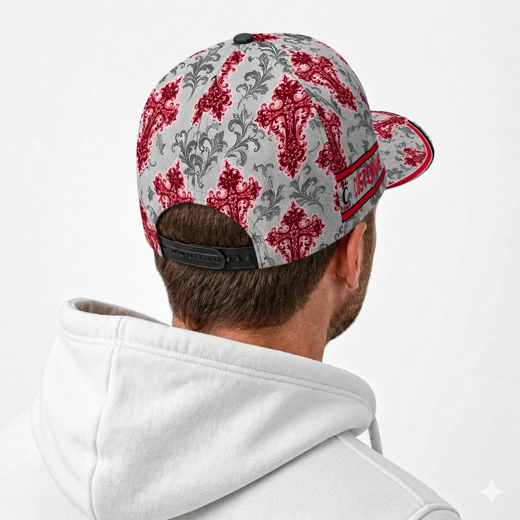 cincinnati-bearcats-cap-custom-damask-pattern-red-white-latest-model.webp