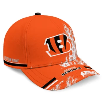 Cincinnati Bengals Cap - Customized Smoke Flames Orange