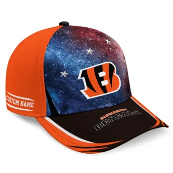 Cincinnati Bengals Cap - Personalized Galaxy Nebula Orange