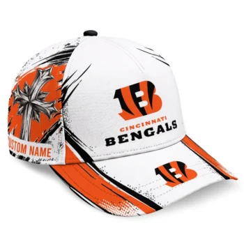 Cincinnati Bengals Cap - Personalized Grunge Cross Orange White