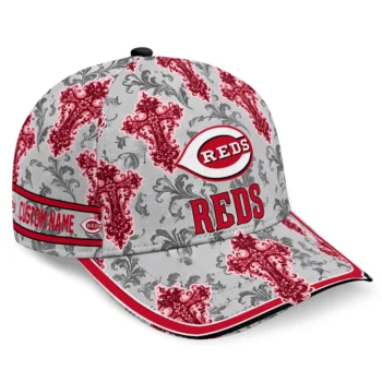 Cincinnati Reds Cap - Customized Damask Pattern Red White