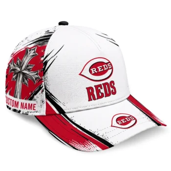 Cincinnati Reds Cap - Personalized Grunge Cross Red White