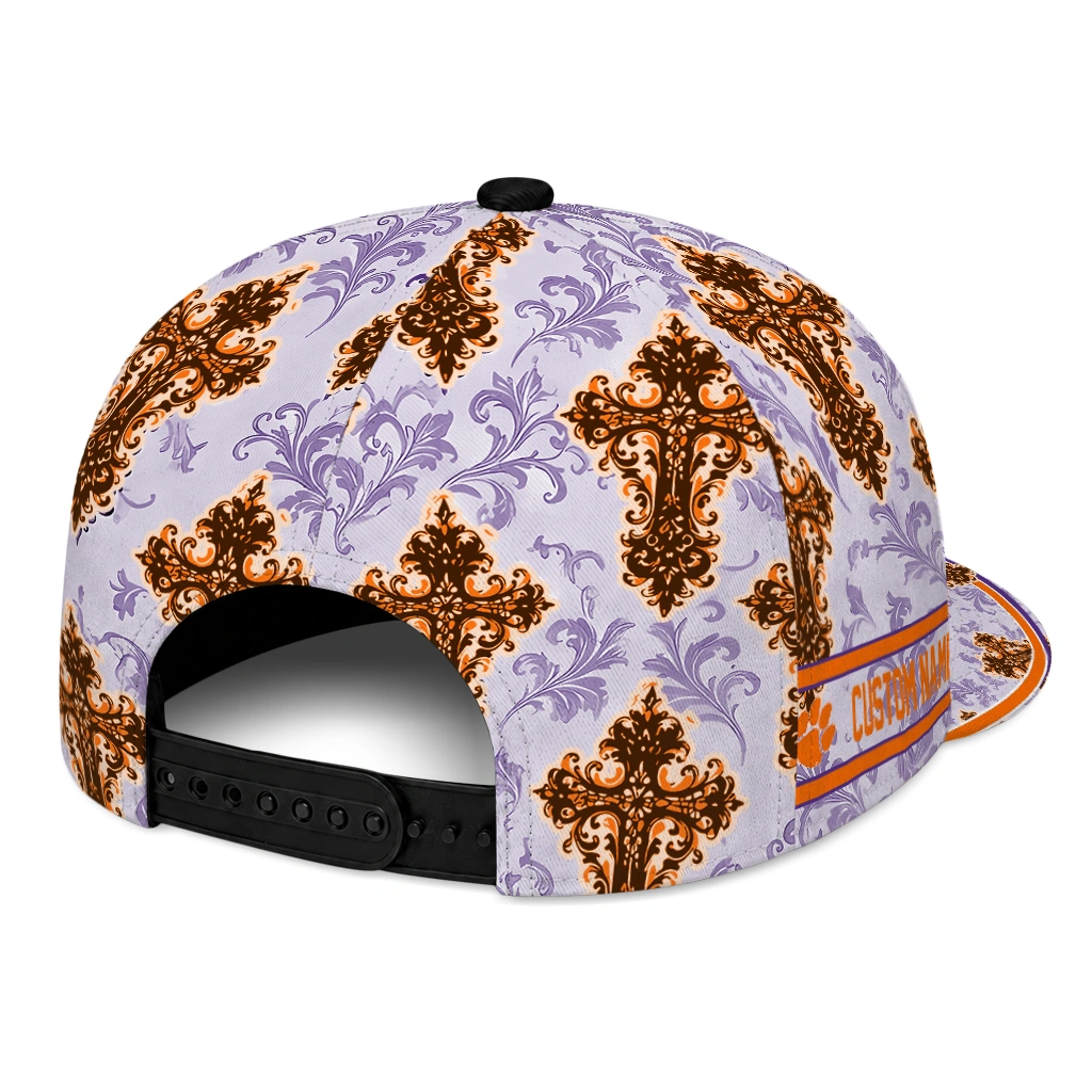 clemson-tigers-cap-customized-damask-pattern-orange-white-fashion-forward.webp