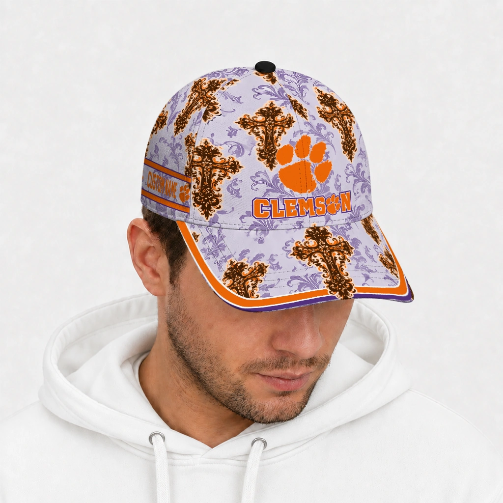 clemson-tigers-cap-customized-damask-pattern-orange-white-new-arrival.webp