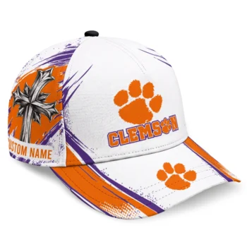 Clemson Tigers Cap - Customized Grunge Cross Orange White