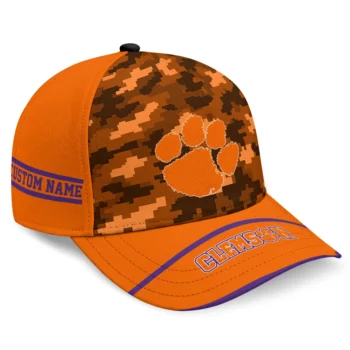 Clemson Tigers Cap - Customized Pixel Camo Orange
