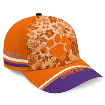 Clemson Tigers Cap - Customized Tropical Floral Orange