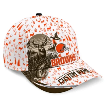 Cleveland Browns Cap - Custom Toile Pattern Brown White