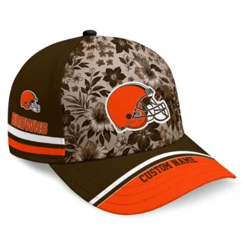 Cleveland Browns Cap - Customized Tropical Floral Brown