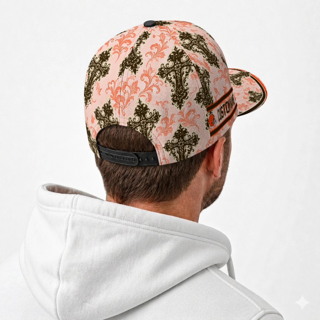 cleveland-browns-cap-personalized-damask-pattern-brown-white-latest-model.webp