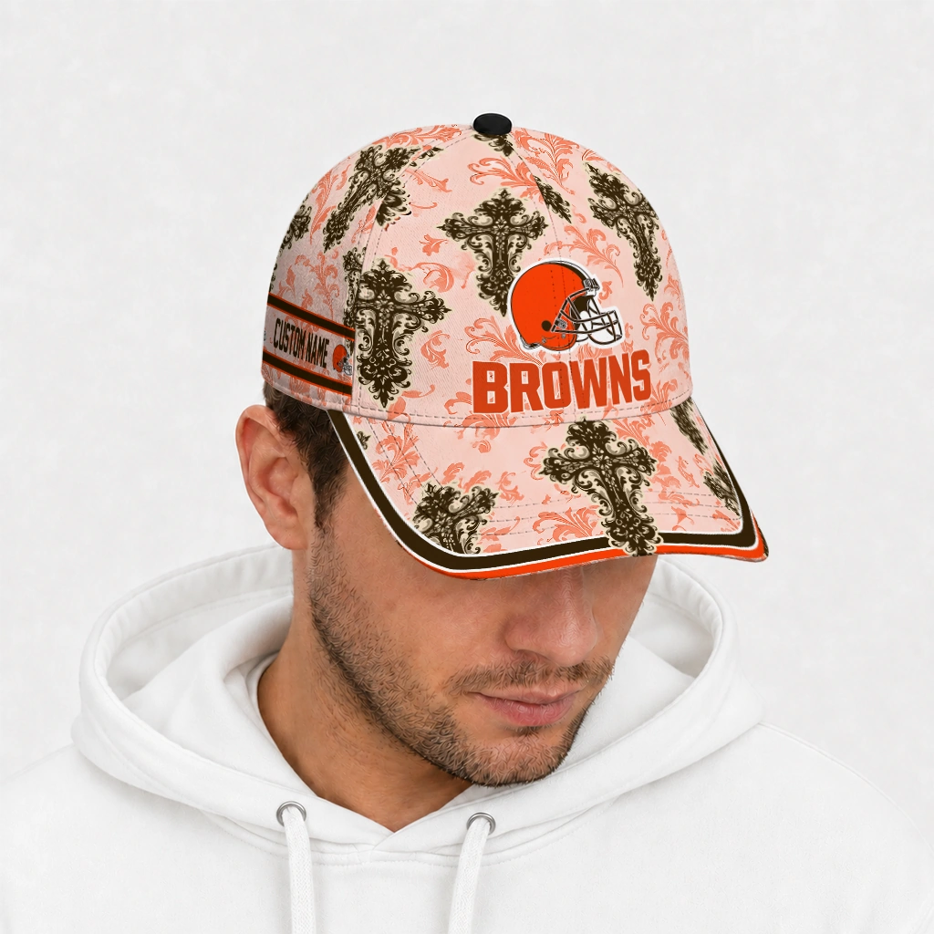 cleveland-browns-cap-personalized-damask-pattern-brown-white-new-arrival.webp