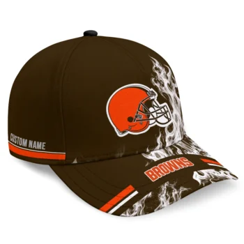 Cleveland Browns Cap - Personalized Smoke Flames Brown