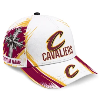 Cleveland Cavaliers Cap - Custom Grunge Cross Wine White