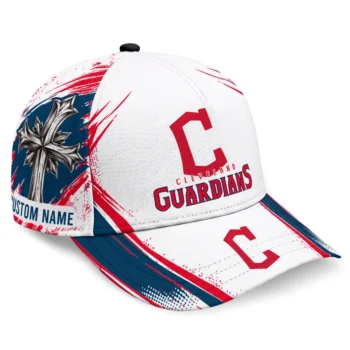 Cleveland Guardians Cap - Custom Grunge Cross Navy Blue White