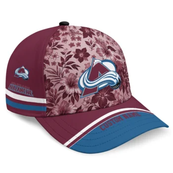 Colorado Avalanche Cap - Custom Tropical Floral Burgundy