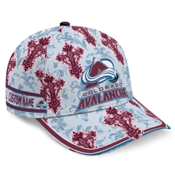 Colorado Avalanche Cap - Customized Damask Pattern Burgundy White