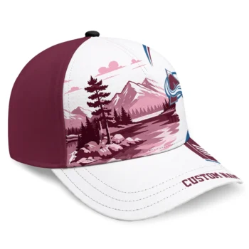 Colorado Avalanche Cap - Customized Flat Illustration Burgundy White