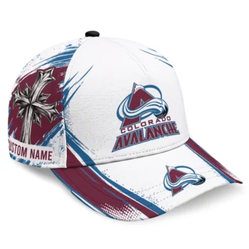 Colorado Avalanche Cap - Personalized Grunge Cross Burgundy White