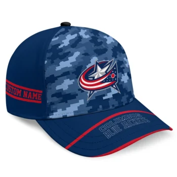 Columbus Blue Jackets Cap - Custom Pixel Camo Navy Blue