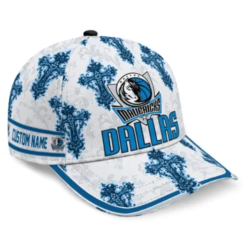Dallas Mavericks Cap - Custom Damask Pattern Blue White