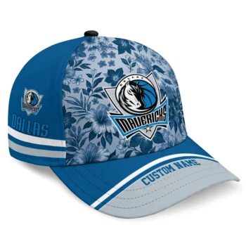 Dallas Mavericks Cap - Personalized Tropical Floral Blue
