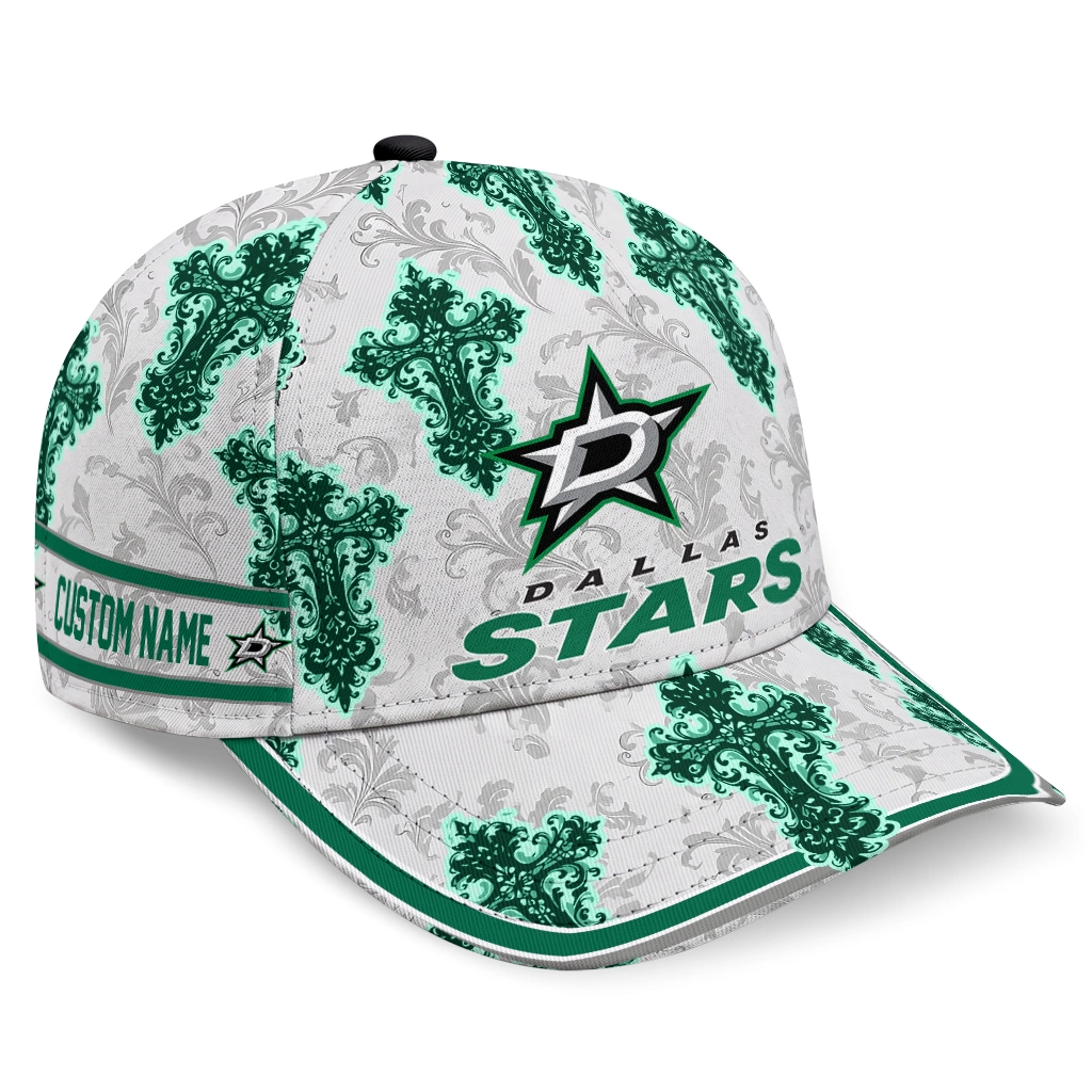dallas-stars-cap-custom-damask-pattern-green-white-best-selling.webp dallas stars cap custom damask pattern green white best selling
