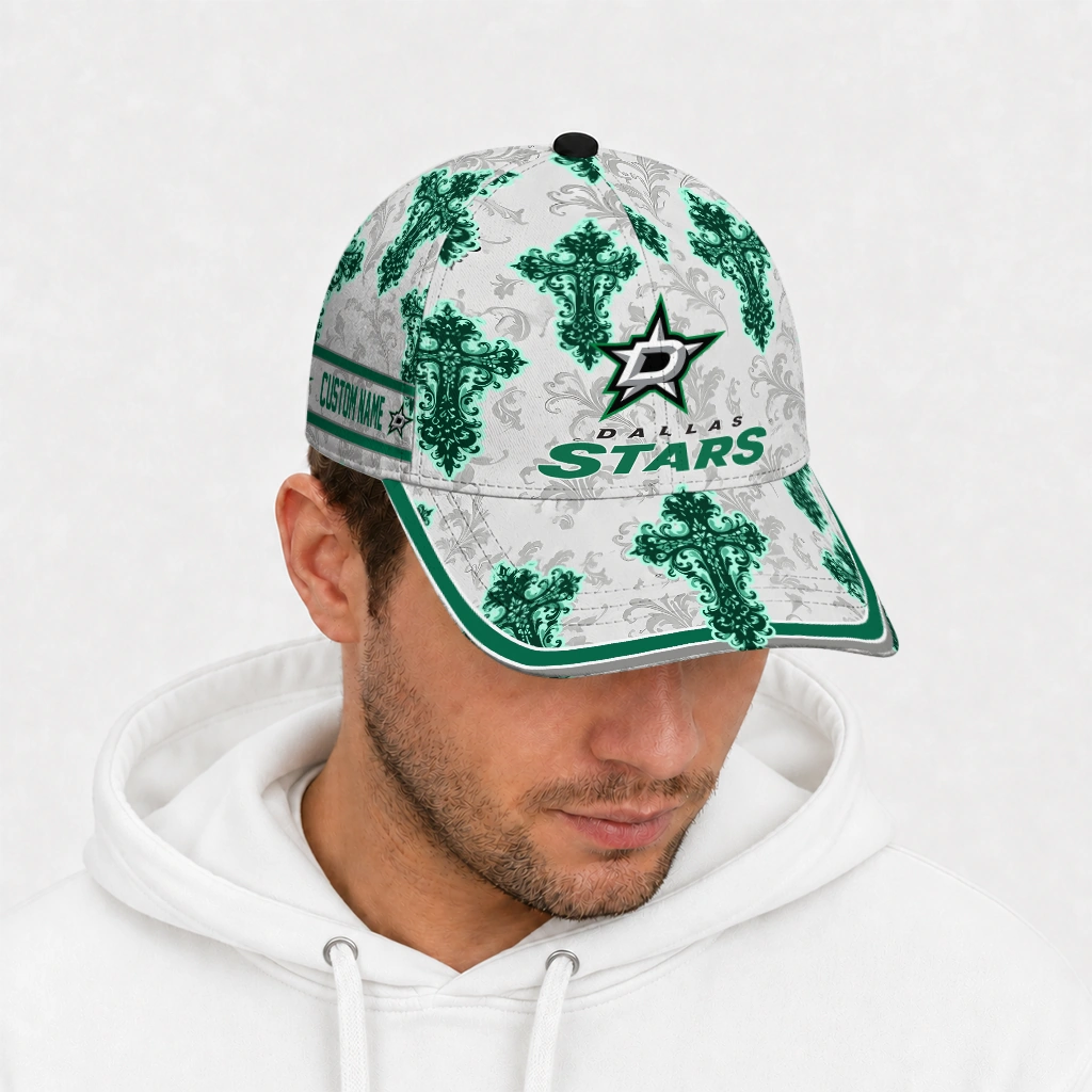 dallas-stars-cap-custom-damask-pattern-green-white-new-arrival.webp