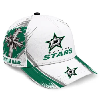 Dallas Stars Cap - Customized Grunge Cross Green White