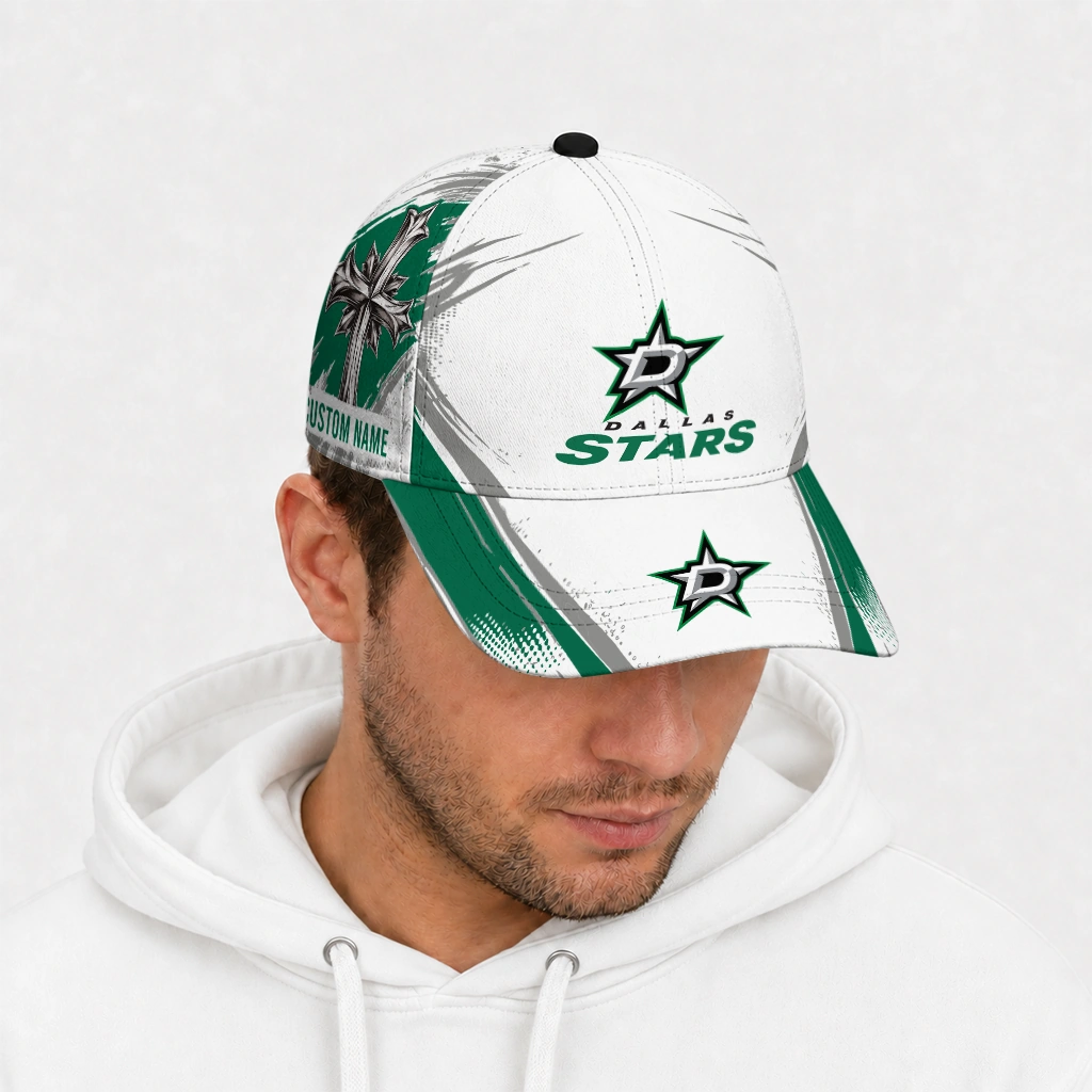 dallas-stars-cap-customized-grunge-cross-green-white-new-arrival.webp