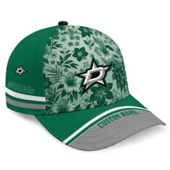 Dallas Stars Cap - Personalized Tropical Floral Green