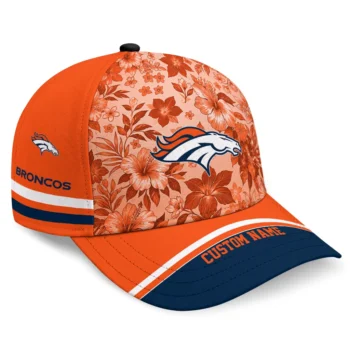 Denver Broncos Cap - Custom Tropical Floral Orange