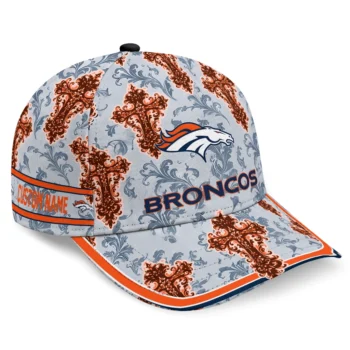 Denver Broncos Cap - Customized Damask Pattern Orange White