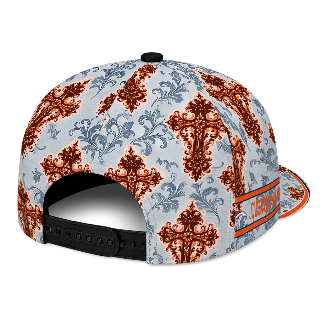 denver-broncos-cap-customized-damask-pattern-orange-white-fashion-forward.webp