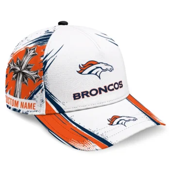 Denver Broncos Cap - Personalized Grunge Cross Orange White